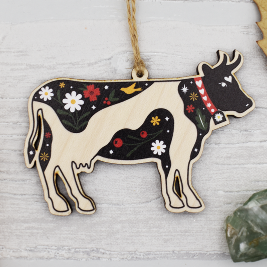 The Black Cow Wooden Decoration