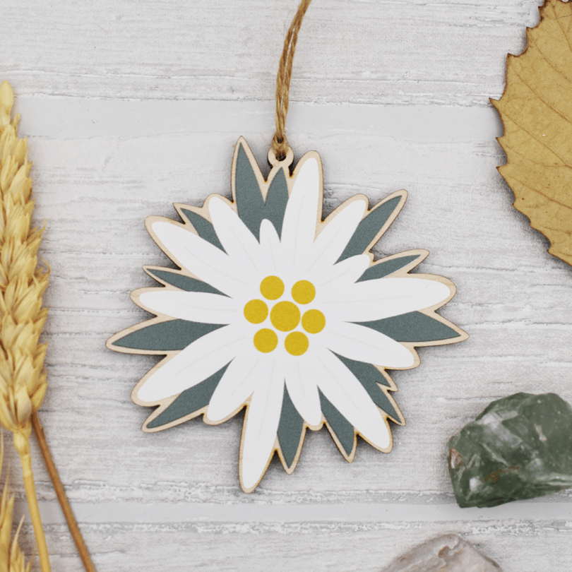 Edelweiss Flower Wooden Decoration