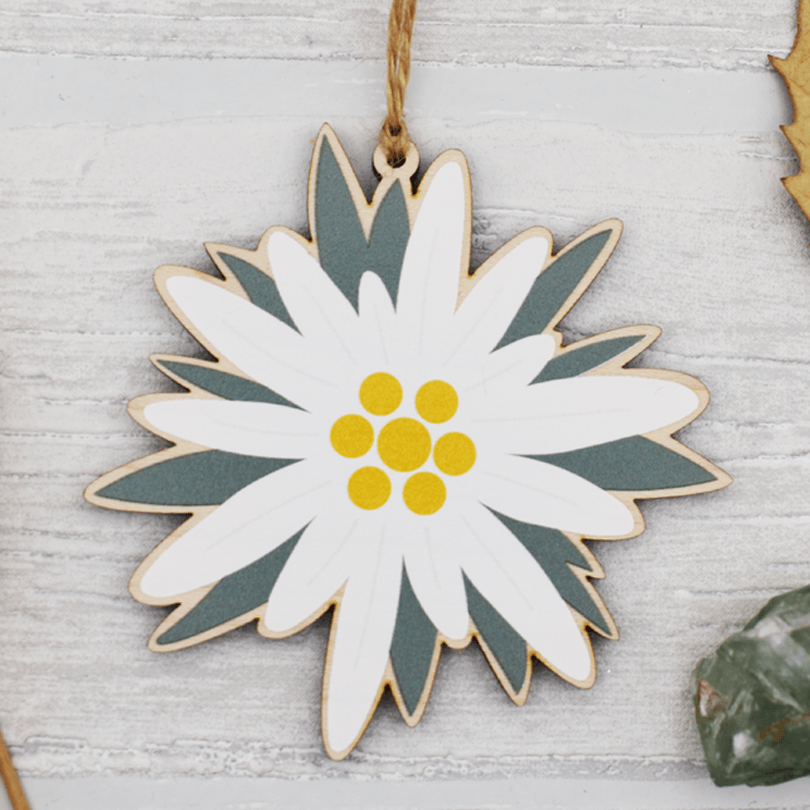 Edelweiss Flower Wooden Decoration