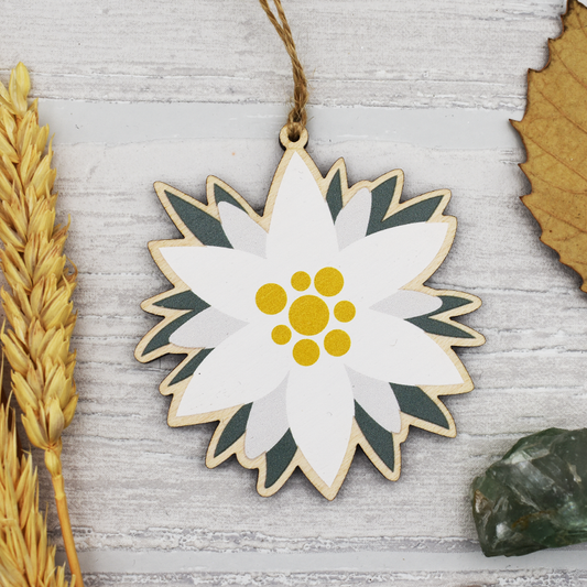 Edelweiss Flower Wooden Decoration