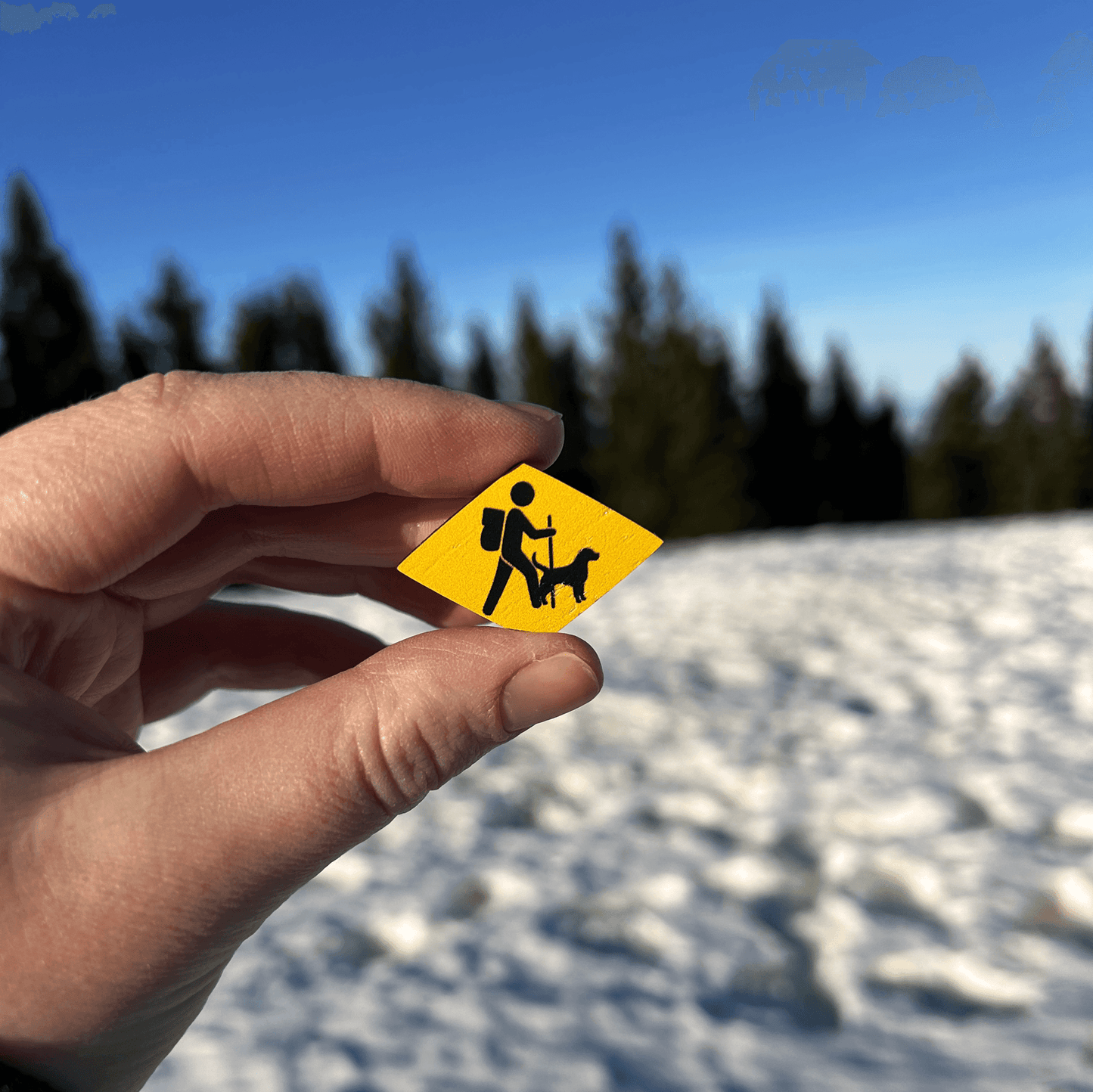 "Hiking Companion" Pin Badge en bois