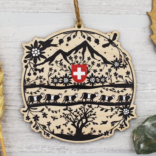 Swiss Paper Cut Wooden Decoration