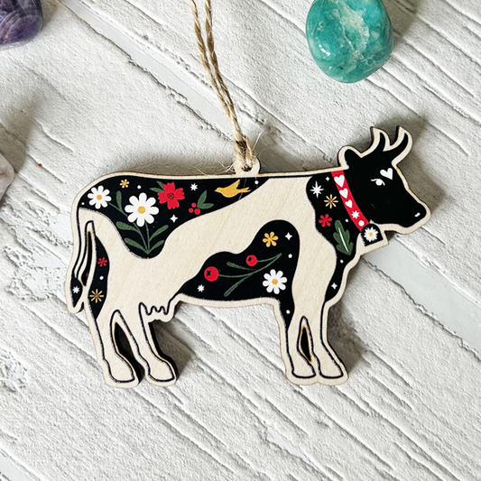 The Black Cow Wooden Decoration
